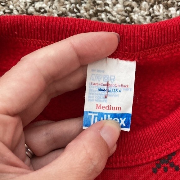 Vintage 90s Tultex Reindeer Christmas Sweatshirt Medium - Picture 7 of 8